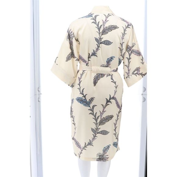 WynneLounge Matte Shine Washed Satin Maxi Robe Ecru Combo 7703593 - Picture 5 of 8